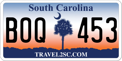 SC license plate BOQ453
