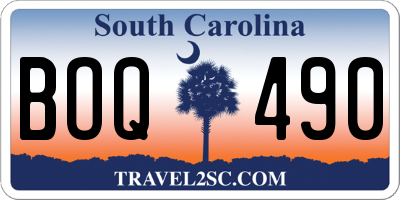 SC license plate BOQ490