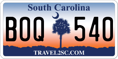 SC license plate BOQ540