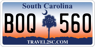 SC license plate BOQ560