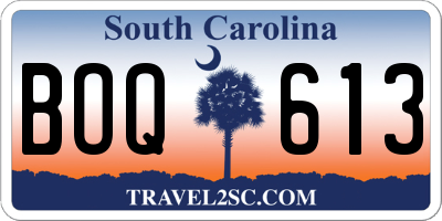 SC license plate BOQ613