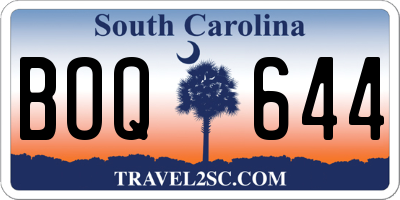 SC license plate BOQ644