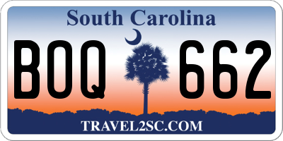 SC license plate BOQ662