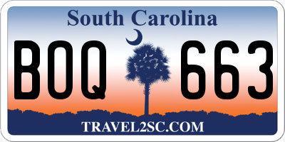 SC license plate BOQ663