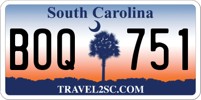 SC license plate BOQ751
