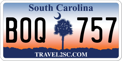 SC license plate BOQ757