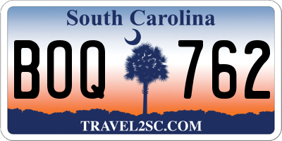 SC license plate BOQ762