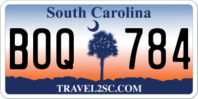 SC license plate BOQ784