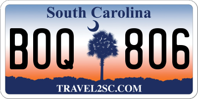 SC license plate BOQ806
