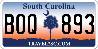 SC license plate BOQ893
