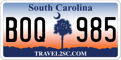 SC license plate BOQ985