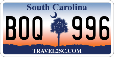SC license plate BOQ996