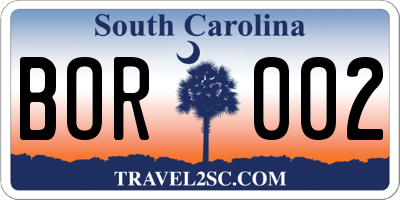 SC license plate BOR002