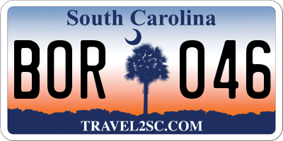 SC license plate BOR046