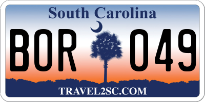 SC license plate BOR049