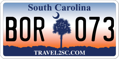 SC license plate BOR073