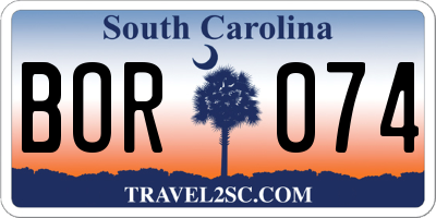 SC license plate BOR074