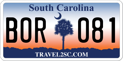 SC license plate BOR081