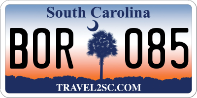 SC license plate BOR085