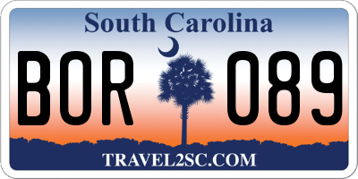 SC license plate BOR089