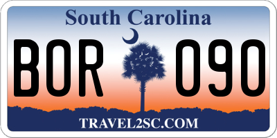 SC license plate BOR090