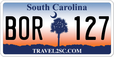 SC license plate BOR127