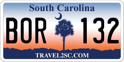 SC license plate BOR132