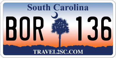 SC license plate BOR136