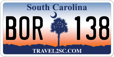 SC license plate BOR138