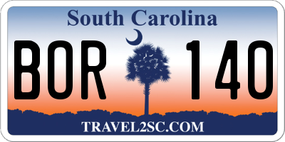 SC license plate BOR140