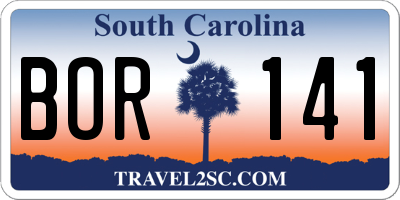 SC license plate BOR141