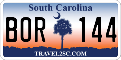 SC license plate BOR144