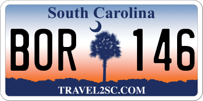 SC license plate BOR146
