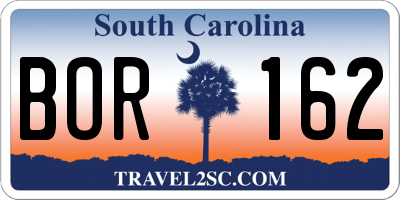 SC license plate BOR162