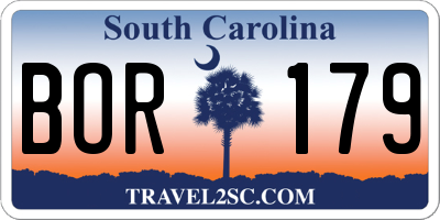 SC license plate BOR179