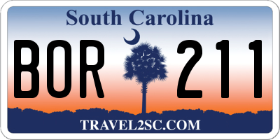 SC license plate BOR211