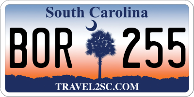 SC license plate BOR255