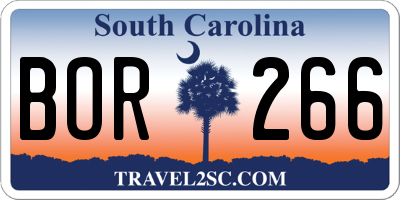SC license plate BOR266