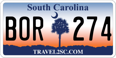 SC license plate BOR274