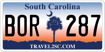 SC license plate BOR287