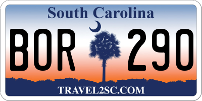 SC license plate BOR290