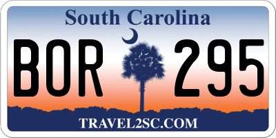 SC license plate BOR295