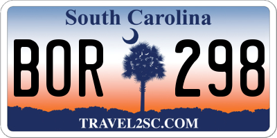 SC license plate BOR298
