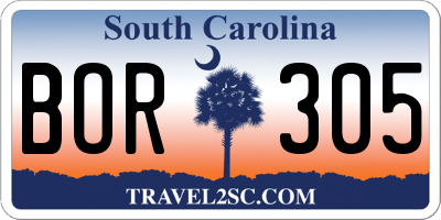 SC license plate BOR305