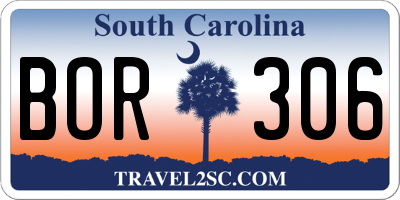SC license plate BOR306