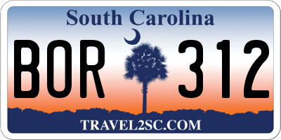 SC license plate BOR312