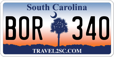 SC license plate BOR340