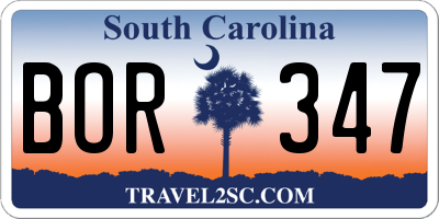 SC license plate BOR347
