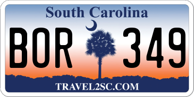 SC license plate BOR349