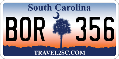 SC license plate BOR356